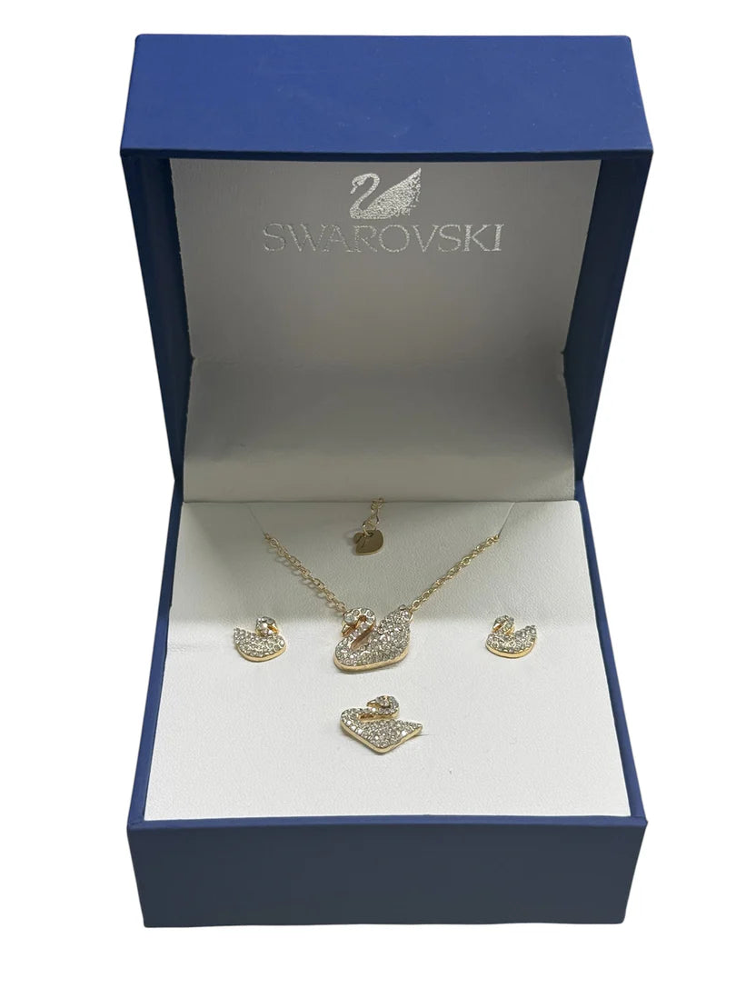 Swarovski set gift box yellow gold