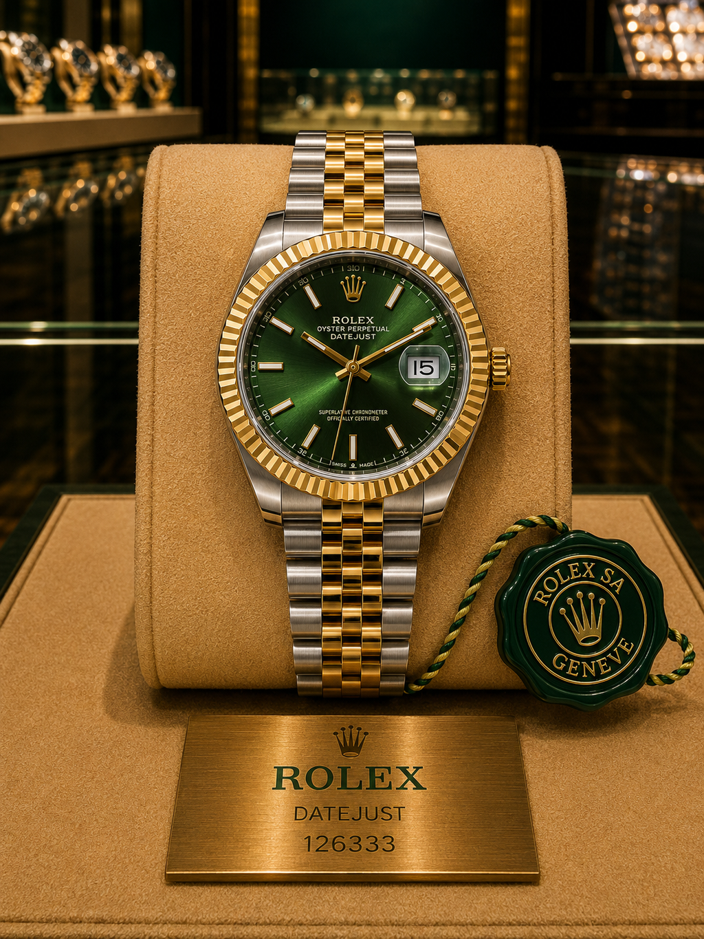 ROLEX AUTOMATIC - DATE JUST "GREEN TWO TONE "