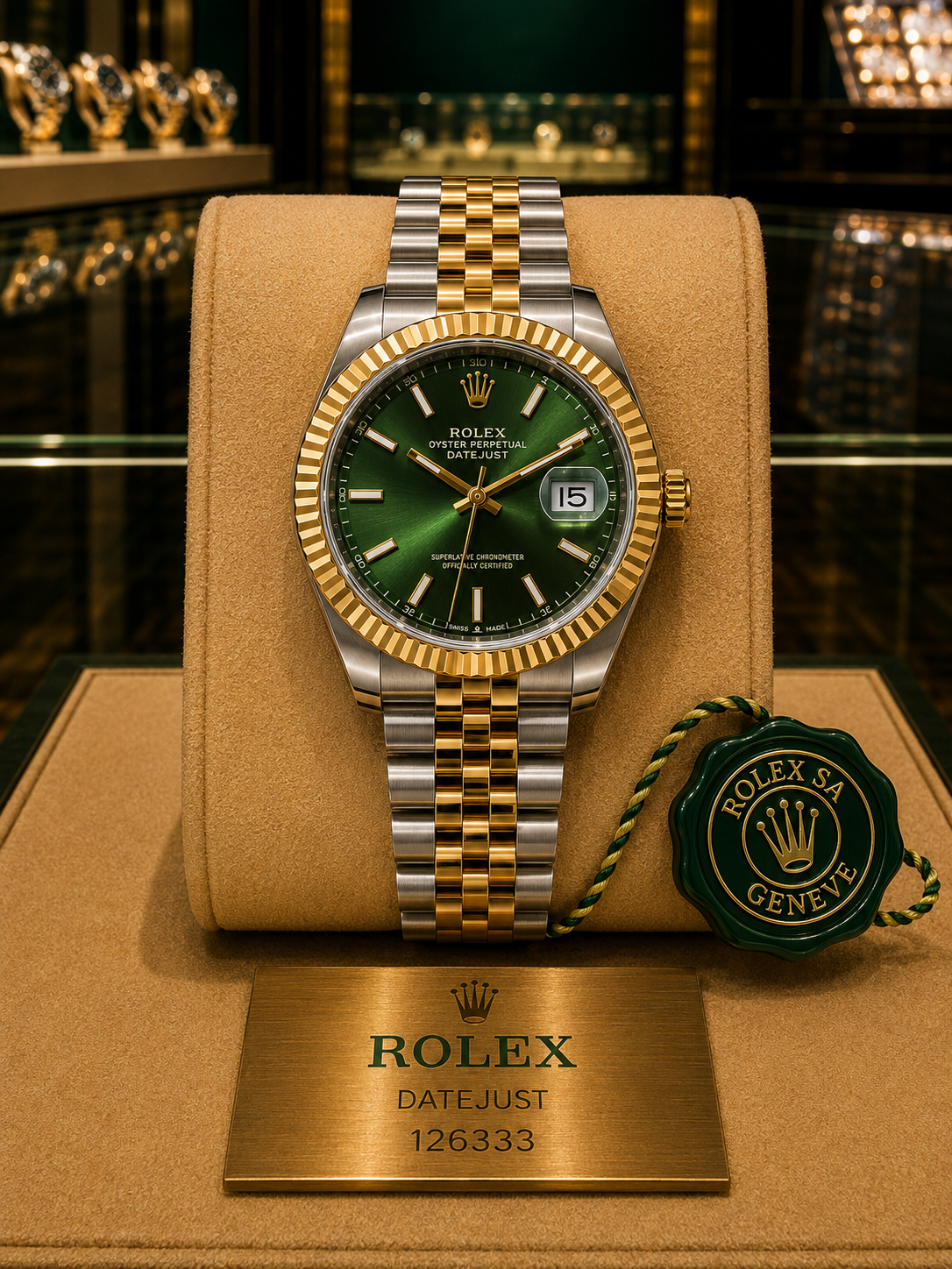 ROLEX AUTOMATIC - DATE JUST "GREEN TWO TONE "