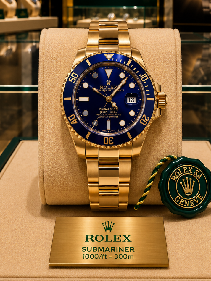 ROLEX AUTOMATIC - Submariner DATE  "GOLD BLUE" OYSTER