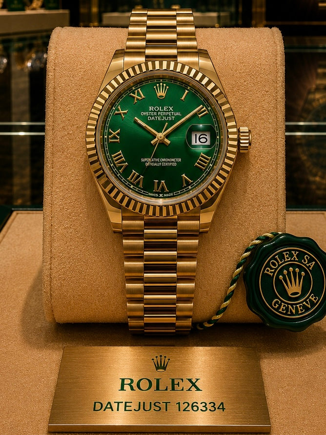 ROLEX AUTOMATIC - DATE JUST "GREEN - GOLD"