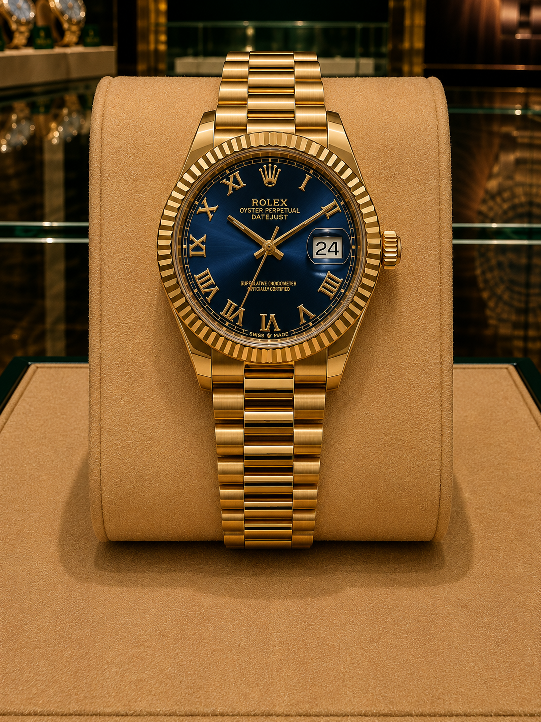ROLEX DATE JUST"GOLD BLUE-OYSTER"