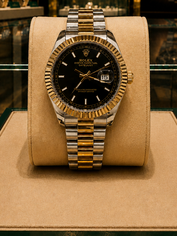ROLEX DATE JUST "TWO TONE BLACK-OYSTER"