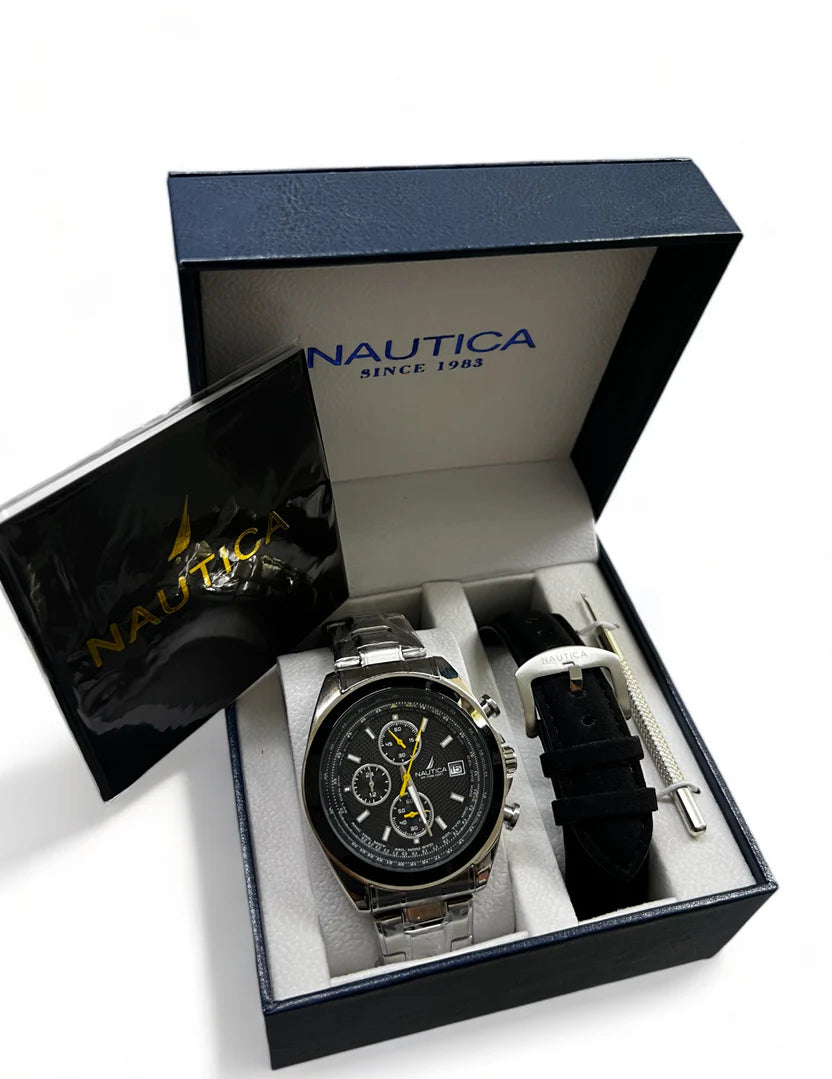 black nautica one recycled stainless steel set