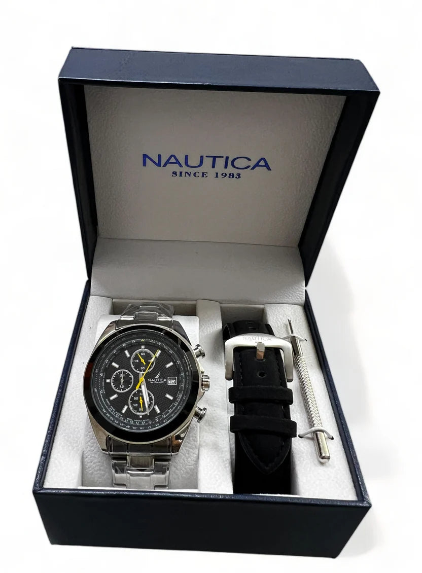 black nautica one recycled stainless steel set