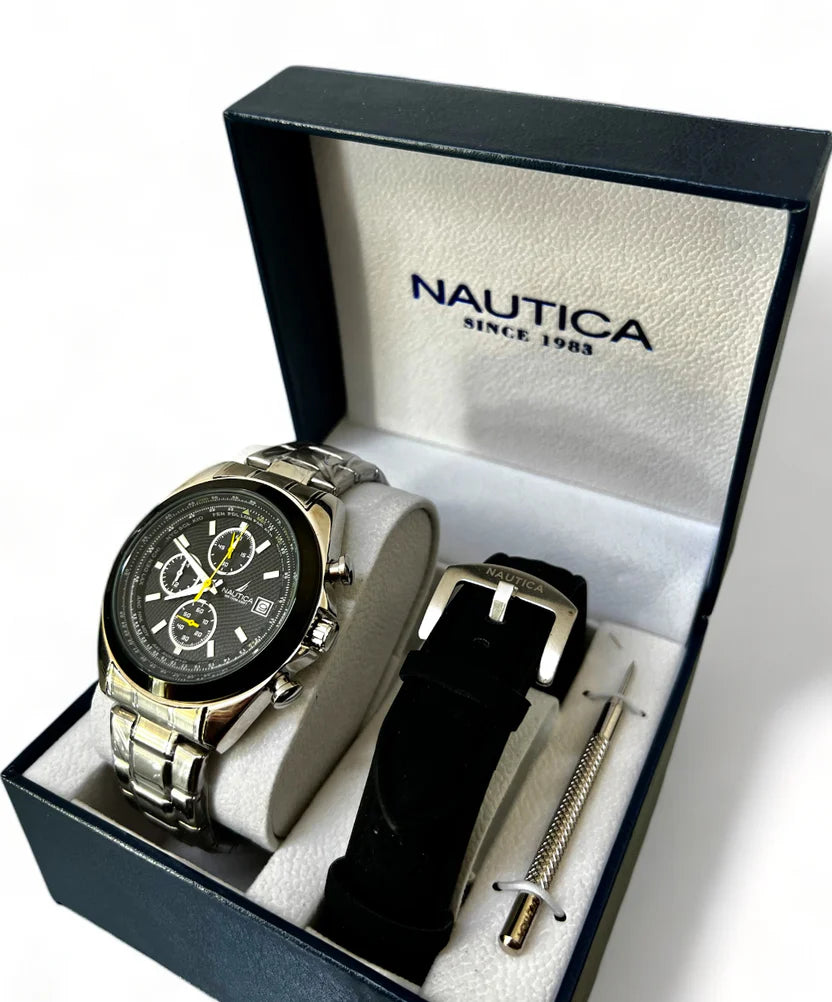 black nautica one recycled stainless steel set