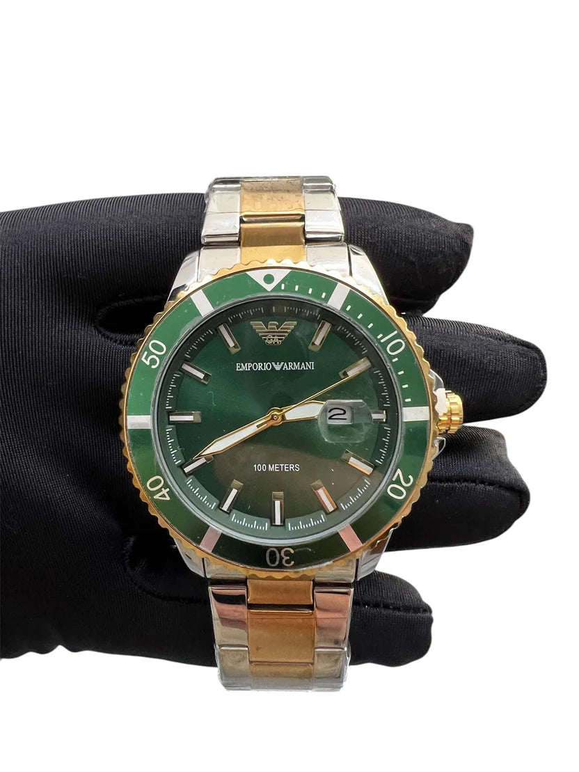 ARMANI Automatic Watch and Bracelet Set GREEN